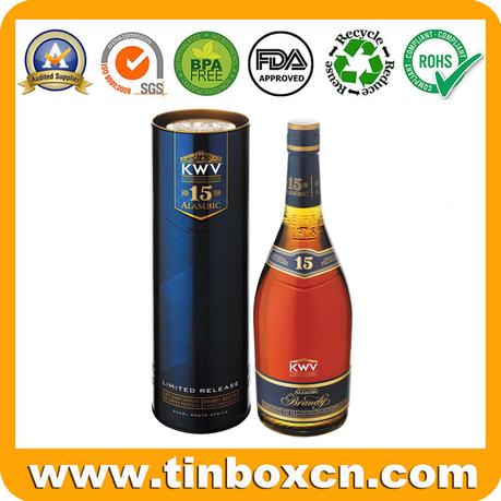 KWV Luxury Limited Custom Whisky Tin Can Packaging Holiday Vodka Gift Box Selection For Wholesale Cylindrical Wine Tin Manufacturer