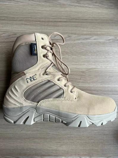 Men's Outdoor Military Boots Khaki Deser Boots Suede leather with zipper