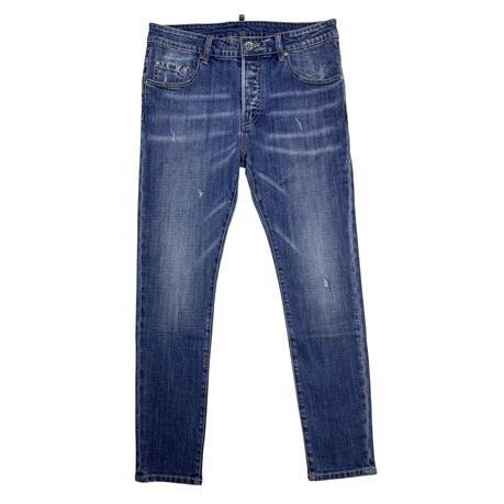 Men's jeans slim fit elastic jeans normal size grinding custom jeans