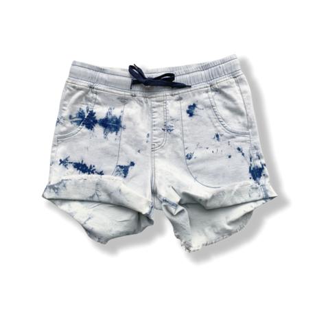 Women's denim shorts casual fit elastic waistband bleach wash fringed hem normal size custom denim shorts