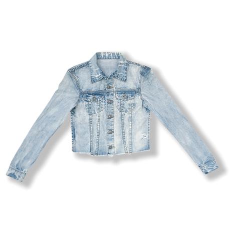 Women's denim jacket raw hem ripped jacket normal size custom denim jacket