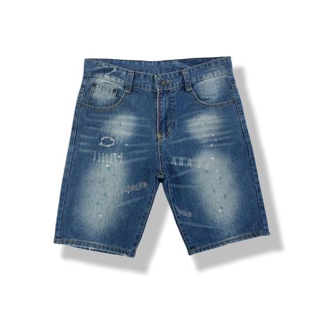 Men's denim shorts straight fit colour spots zigzag embroidery ripped jeans normal size custom men shorts