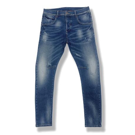 Men's jeans slim fit contrast thread button fly jeans normal size custom men jeans