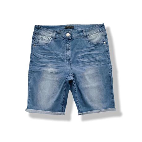 Women's mid denim shorts relaxed fit embroidery pocket normal size custom denim shorts