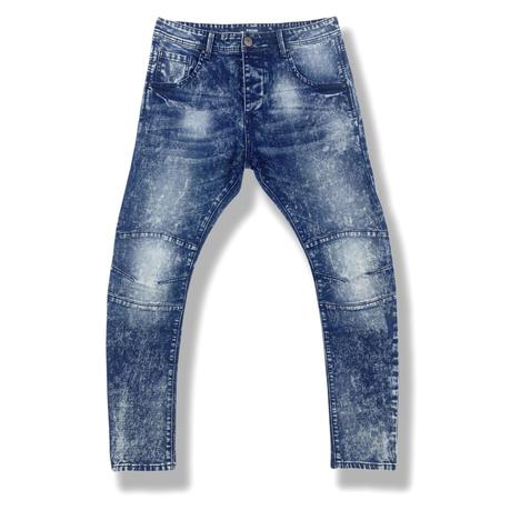 Men's jeans slim fit decorative patchwork button fly jeans normal size custom men jeans