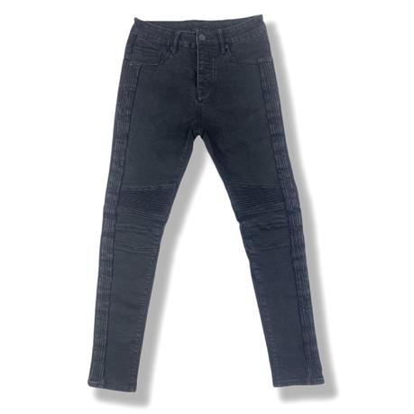 Men's jeans slim fit smocking stitching patch normal size custom jeans
