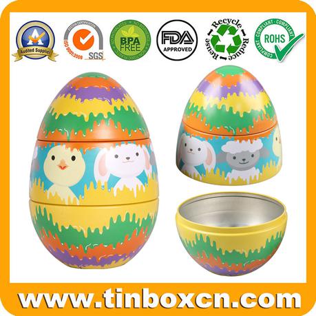 Custom Decorative Egg Tin For Kids Hallowmas Easter Christmas Holiday Tin Container Gift Tin Box Factory