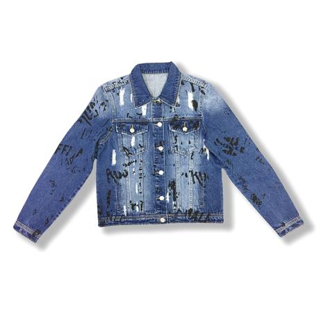 Women's denim jacket printed jacket ripped jacket custom denim jacket