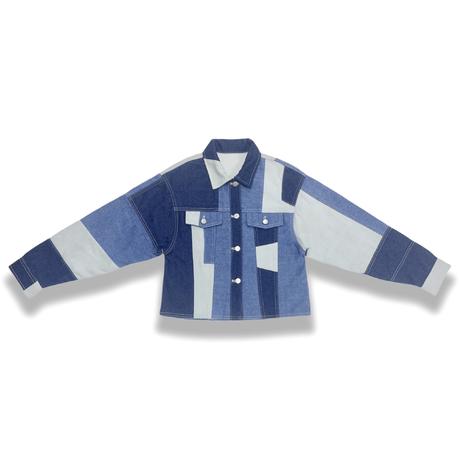 Women's denim jacket patchworked jacket custom denim jacket
