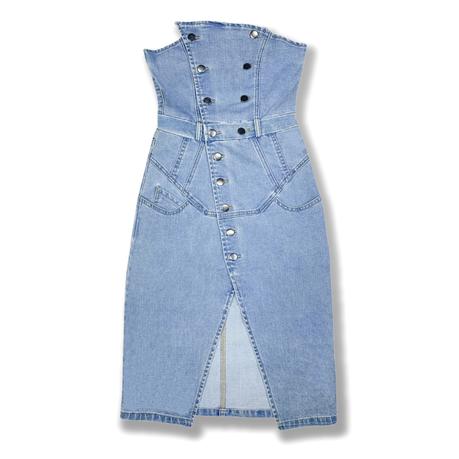 Women's denim dress double-breasted dress slinky dress custom denim dress