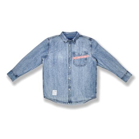Men's denim shirt loose fit printed shirt custom denim shirt