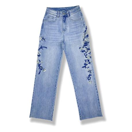Women's Jeans low waist straight leg embroidered jeans custom jeans